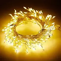 Гірлянда "Роса" срібний дріт — USB, з пультом д/у, тепле світло, 20 м, 200 діодів