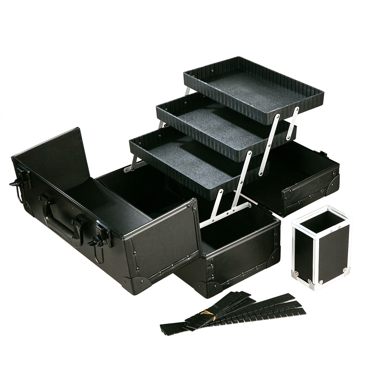 Кейс із висувними поличками та футляром для пензлів, чорний матовий