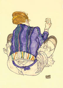 Листівка Egon Schiele - Sitzende Frau, Rückansicht, 1917