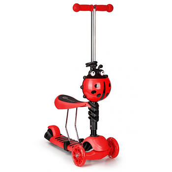 Самокат триколісний Сонечко з сидінням і батьківською ручкою ECOTOYS 5042 Червоний