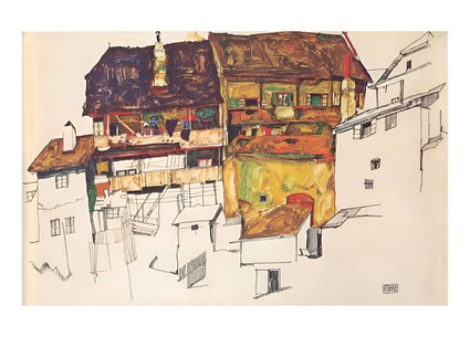 Листівка Egon Schiele - Alte Häuser in Krumau, 1914, фото 1