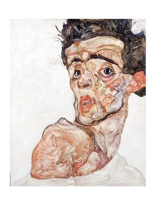 Листівка Egon Schiele - Selbstbildnis mit erhobener nackter Schulter, 1912, фото 1