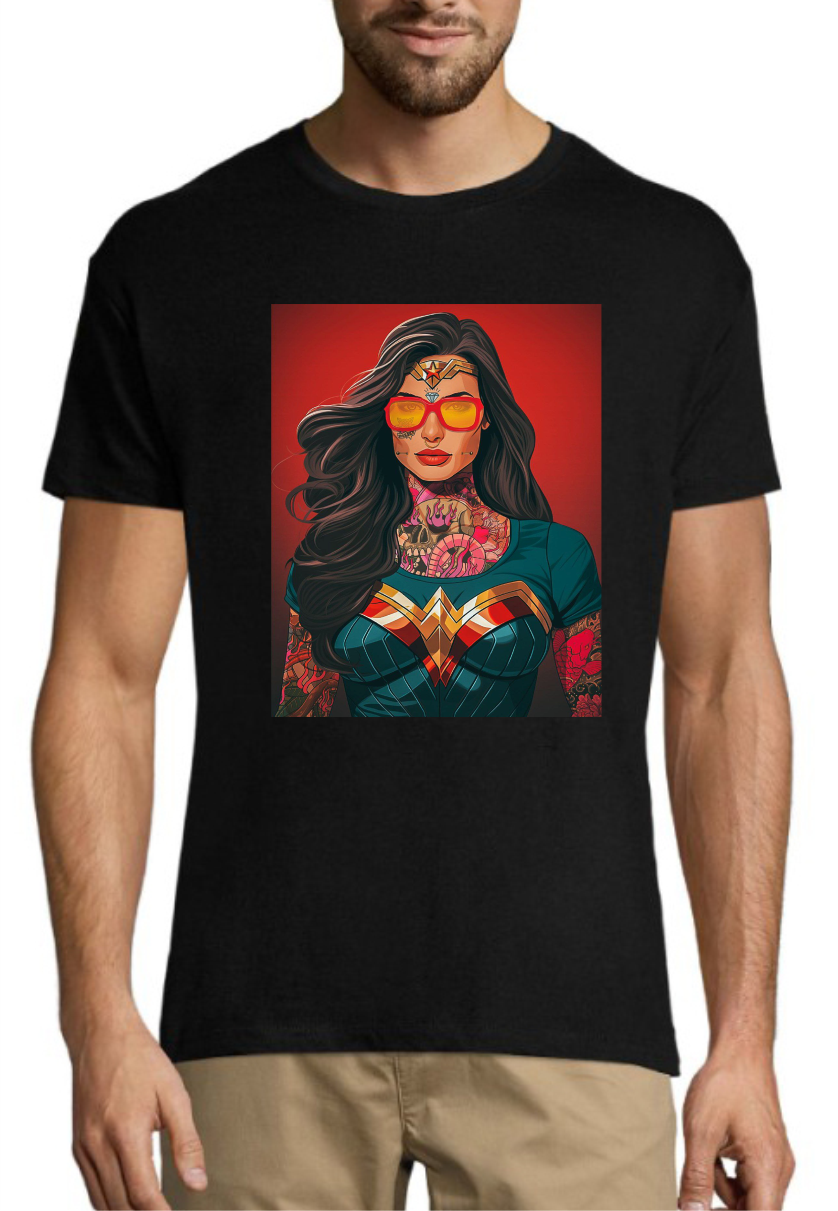 Чоловічі бавовняні футболки з принтом Супер жінка ,молодіжний одяг розмір S, фото 1