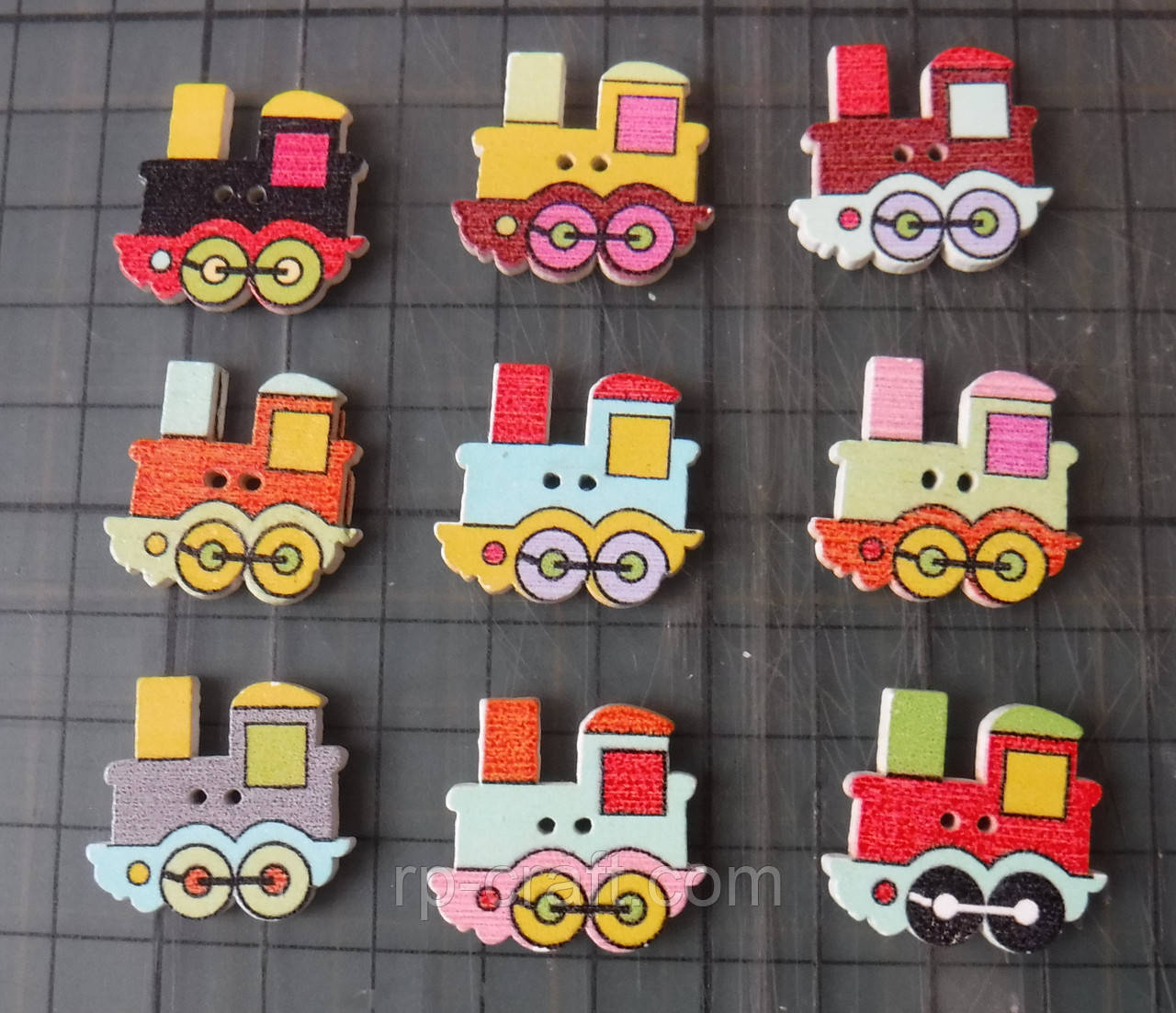 Гудзик дерев'яний, декоративний. Паровоз, 22х25 мм, фото 1