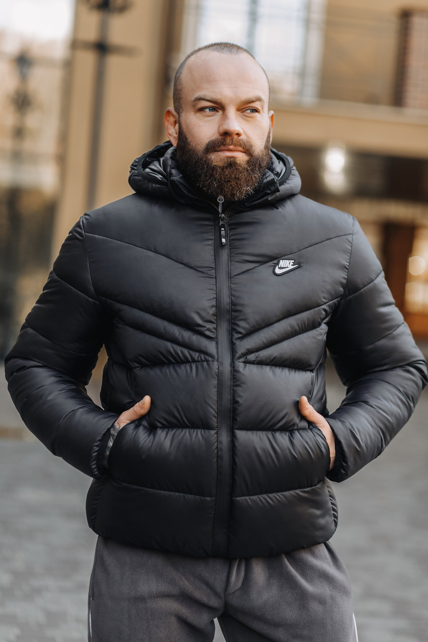 Чоловіча зимова куртка пуховик Найк Nike куртка чорна чоловіча