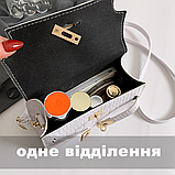 Дефект! Жіноча лакова сумка 8580 рептилія на ременці крос-боді через плече біла, фото 5