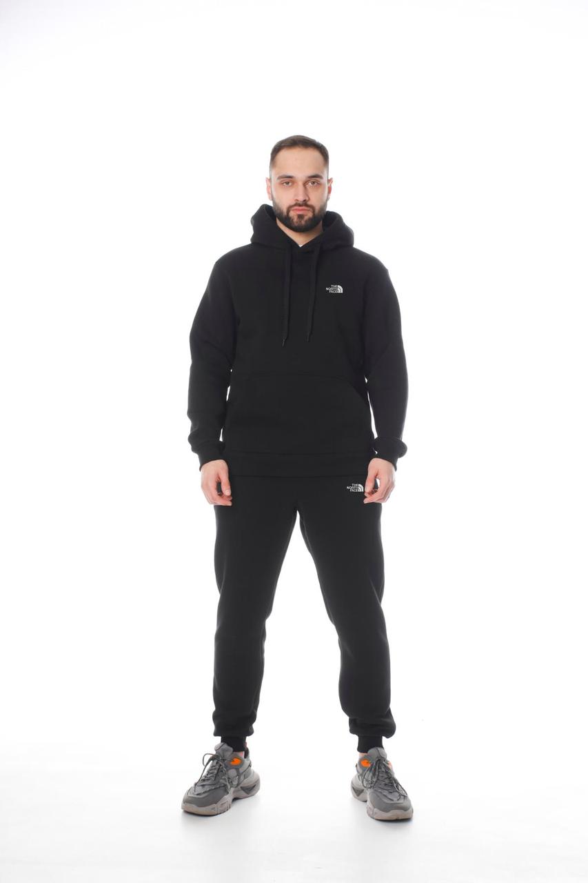 Зимовий спортивний костюм ТНФ TNF The North Face фліс чоловічий чорний + барсетка в подарунок