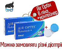 Контактные линзы Air Optix Plus Hydraglyde 6 линз + контейнер