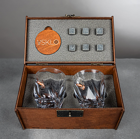 Люкс Leo склянки 2 шт кришталеві для віскі з кулею в дерев'яній коробці.