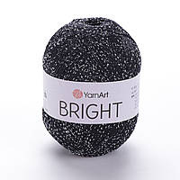 YarnArt BRIGHT (Брайт) № 107 чорний із срібним люрексом (Пряжа, нитки для в'язання)