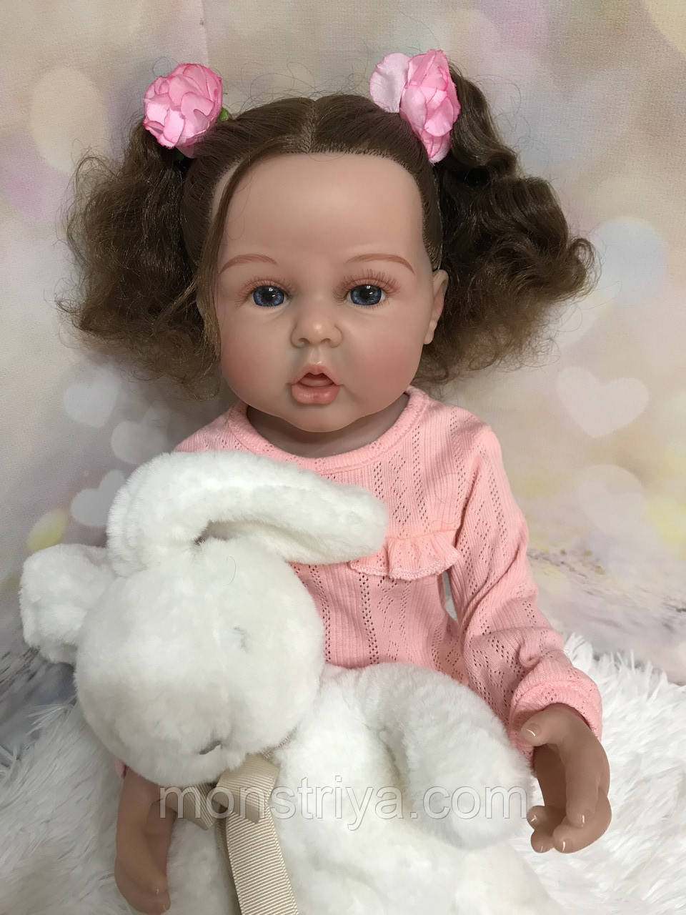 Лялька реборн, Машинка повністю силіконова, 55 см