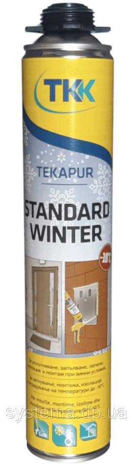 Монтажна піна, 750 мл, поліуретан, пістолет, зимова, ТКК, Tekapur Standard Winter -10 °C