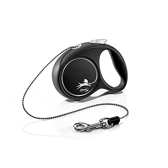 Рулетка для собак та котів FLEXI Black Design Cord XS, 3м, до 8кг, шнур, сіра