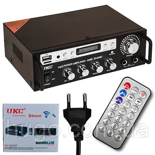 Усилитель звука с пультом (FM, MP3, USB, Bluetooth), от сети, AMP ...