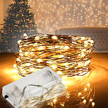 Ялинкова прикраса гірлянда Xmas "Роса" 3 м на 2 батарейках Теплий