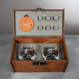 Люкс Leo склянки 2 шт для віскі з кулею в дерев'яній коробці.