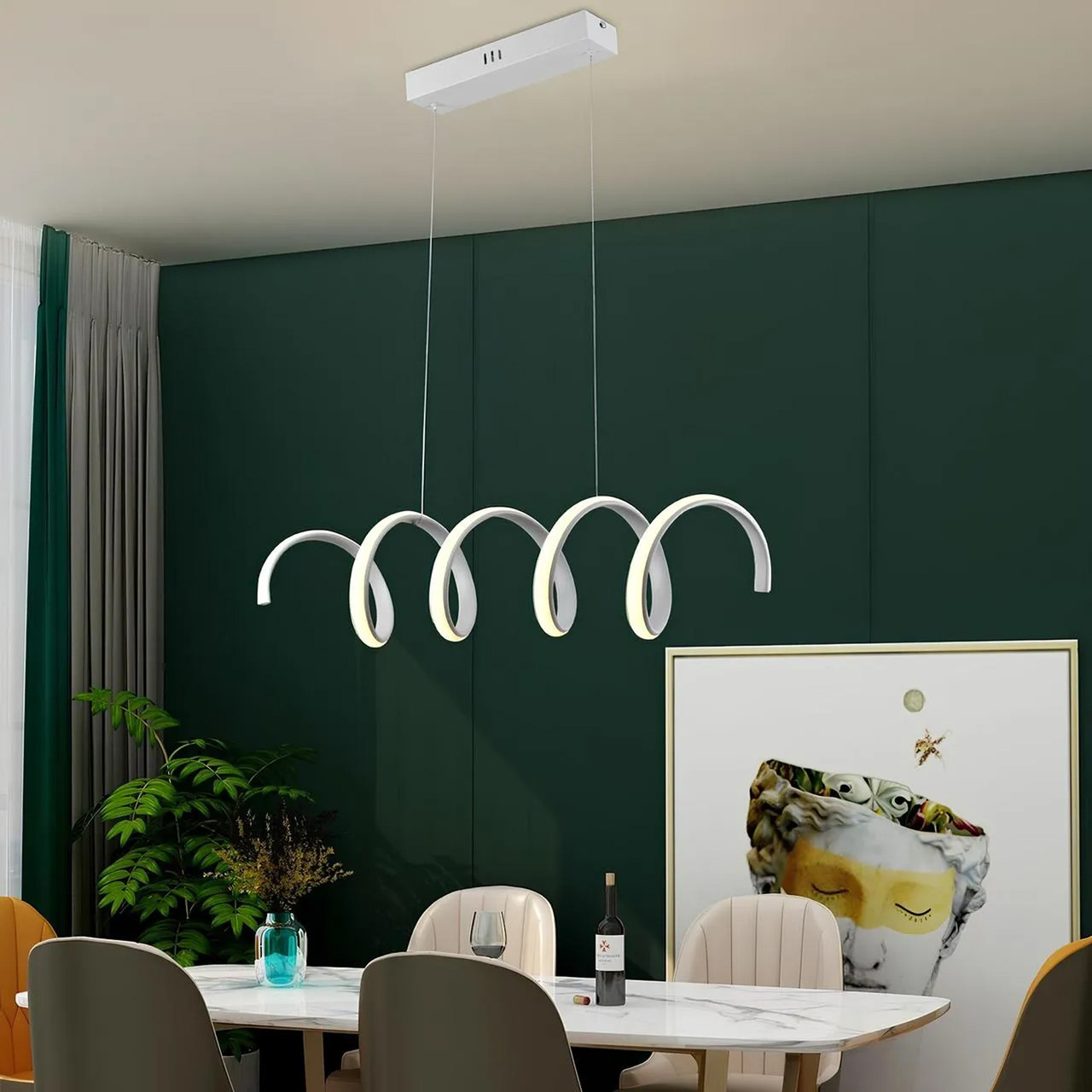 Спіралеподібна біла світлодіодна люстра Sirius 52W з пультом LCD3055 WT 52W, фото 1