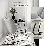 Крісло Kjeld з оббивкою букле та широкою спинкою, фото 6