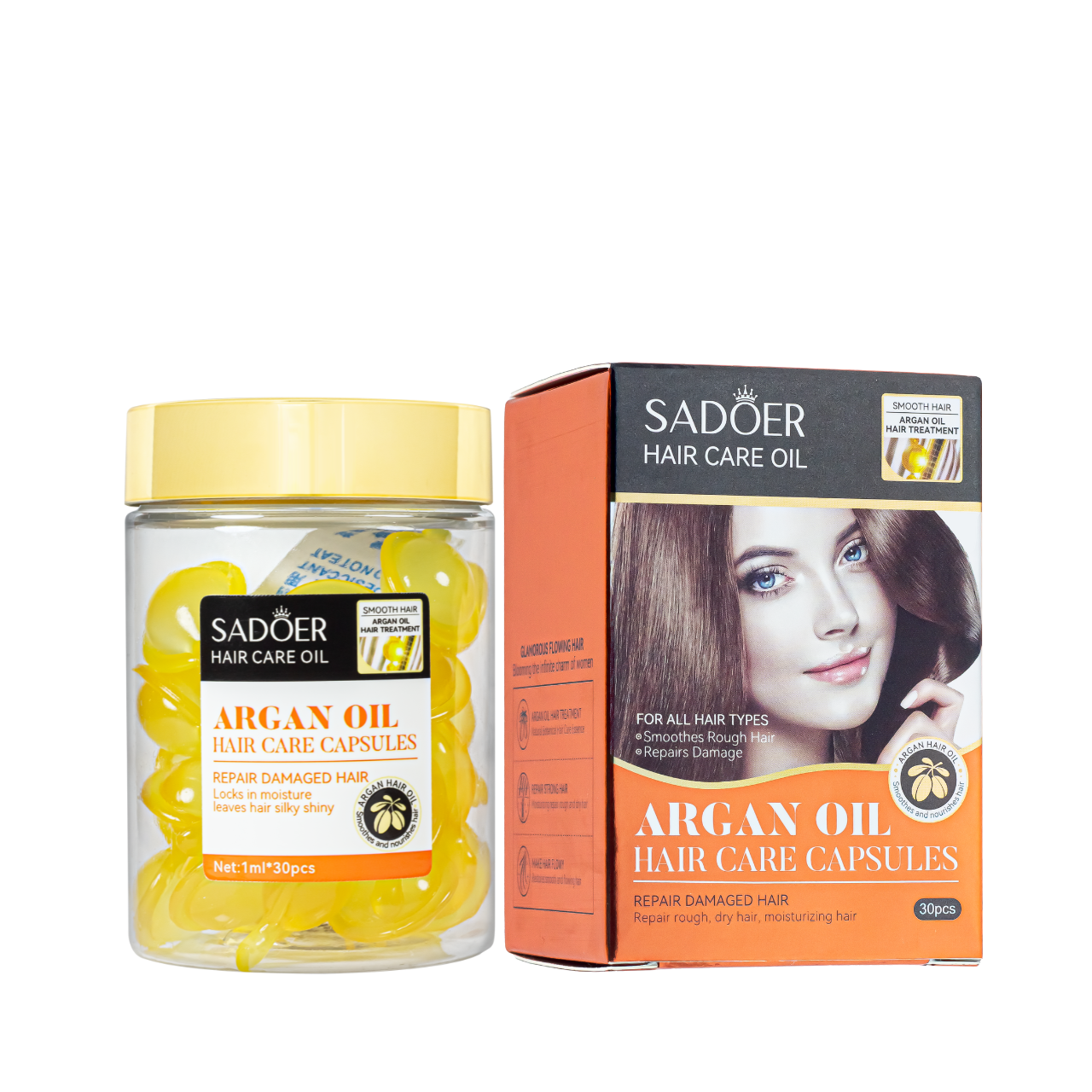 Капсули для пошкодженого волосся Sadoer Hair Care Oil вітамінні з аргановою олією SD74237, 30шт