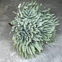 Декоративни гілочки в інеї, довжина 14 см, 6 шт, Зелений