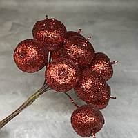 Декоративний букет червоних яблук, довжина 11 см, 12 шт, Червоний