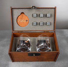 Люкс Leo склянки 2 шт для віскі ( куля та тризуб ) в дерев'яній коробці.