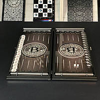 Нарди скляні БІТКОІН 61×27×5 см на подарунок, фото 5