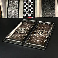 Нарди скляні БІТКОІН 61×27×5 см на подарунок, фото 6