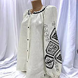 Вишиванка жіноча натуральний білий льон з рожевою або білою вишивкою МАЛЬВА  від Sдо XL, фото 3