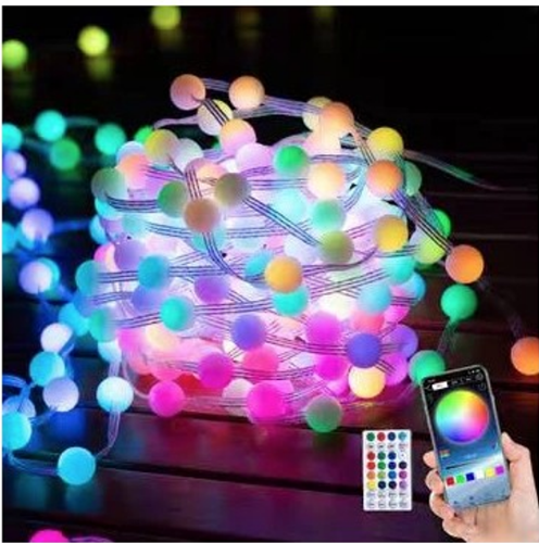 Гірлянда 20м 200LED керування від смартфона та пульта дистанційного керування, розумна світлодіодна музична кульки різнокольорові