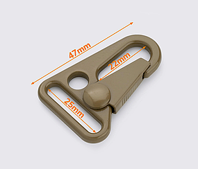 Карабін металевий кольору хакі MD-09, 25мм