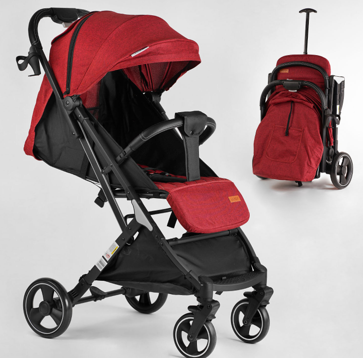 Прогулянковий дитячий візок JOY Comfort L-52304 з телескопічною ручкою та підстаканником червона
