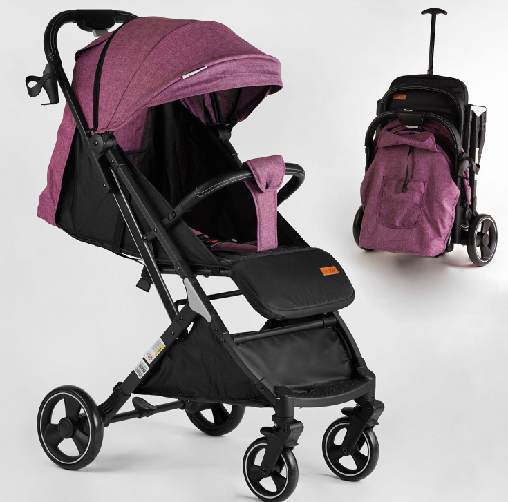 Прогулянковий дитячий візок JOY Comfort L-30201 з телескопічною ручкою та підстаканником фіолетова