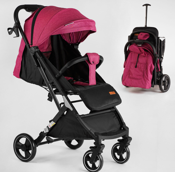 Прогулянковий дитячий візок JOY Comfort L-20115 з телескопічною ручкою та підстаканником рожева