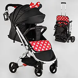 Прогулочная алюминиевая детская коляска JOY Elegans A-12295 с подстаканником и телескопической ручкой / черная