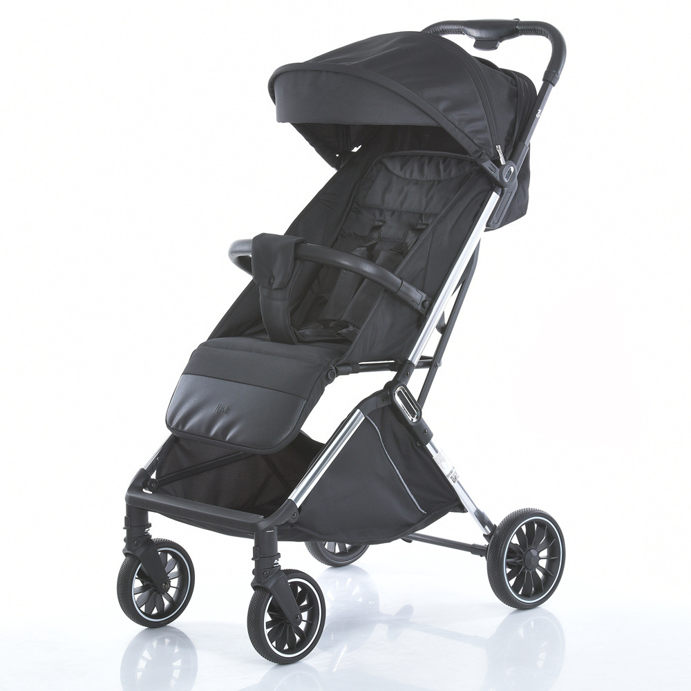 Дитяча прогулянкова коляска EL CAMINO ME 1129 LINK Black Striped чохол, дощовик колір чорний