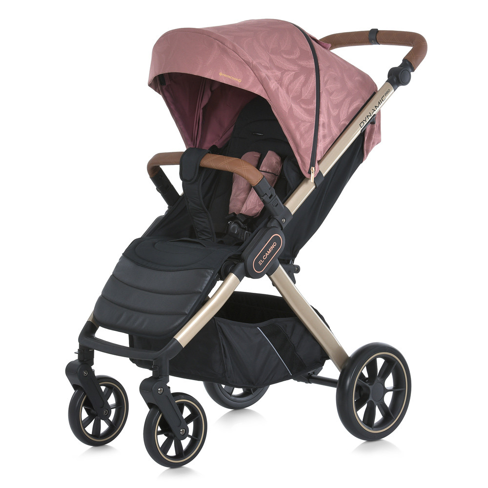 Дитяча прогулянкова коляска El Camino DYNAMIC PRO Special Pink регульована ручка "Пір'я"