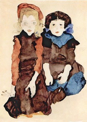 Листівка Egon Schiele - Zwei kauernde Madchen, 1911, фото 1