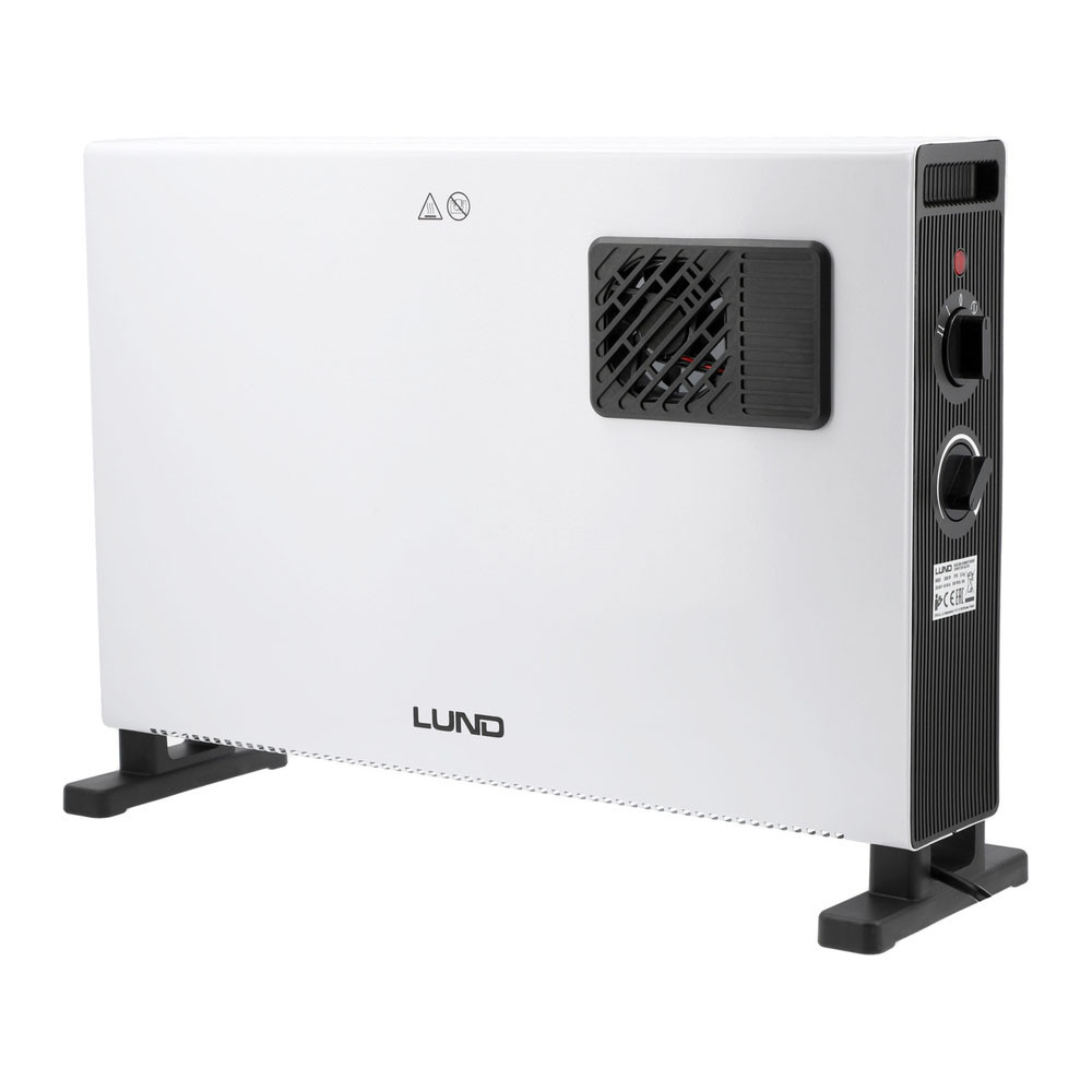 Обігрівач конвекторний від ел. мережі 230 В 2 регулювальних режими 1.25 і 2 кВт з вентилятором LUND 68650, фото 1