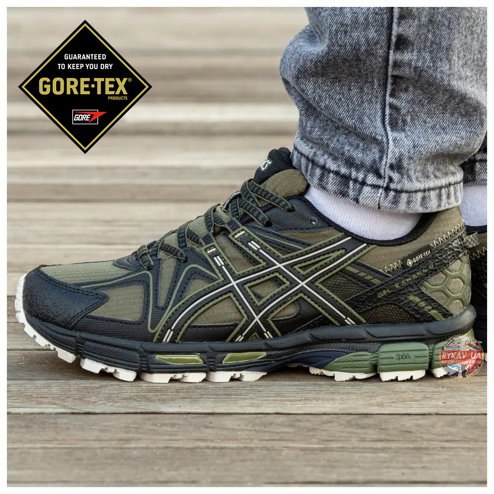 Чоловічі кросівки Asics Gel-Kahana 8 Gore-Tex GTX Khaki Black, хакі водонепроникні кросівки асікс гель кахана 8 гортекс