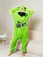 Новогодний кигуруми пижама для взрослых и детей Гринч Похититель Рождества Плюш Зеленый (1096/2049)
