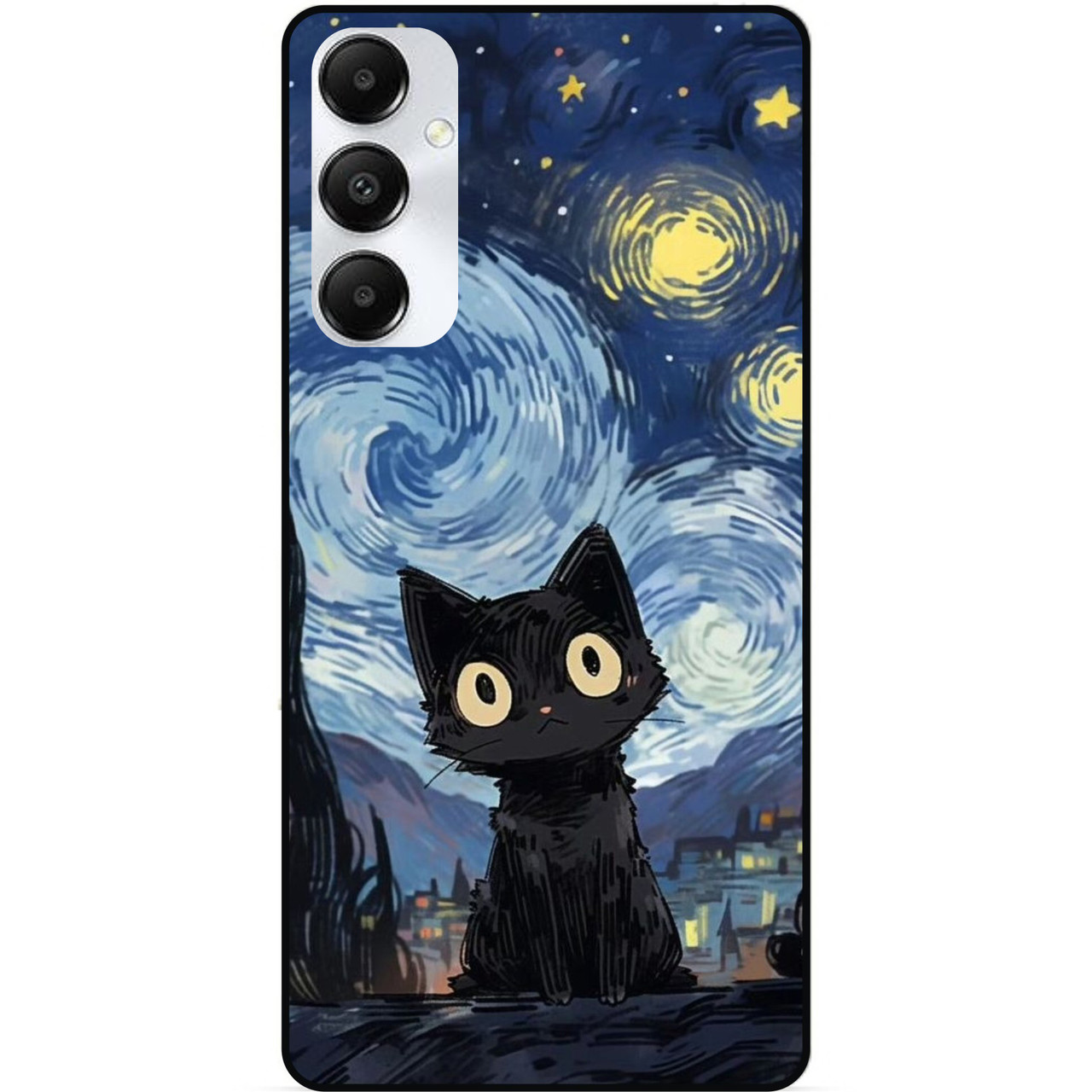 Силіконовий бампер чохол для Samsung A16 5G з малюнком Котик Ван Гог Зіркова ніч