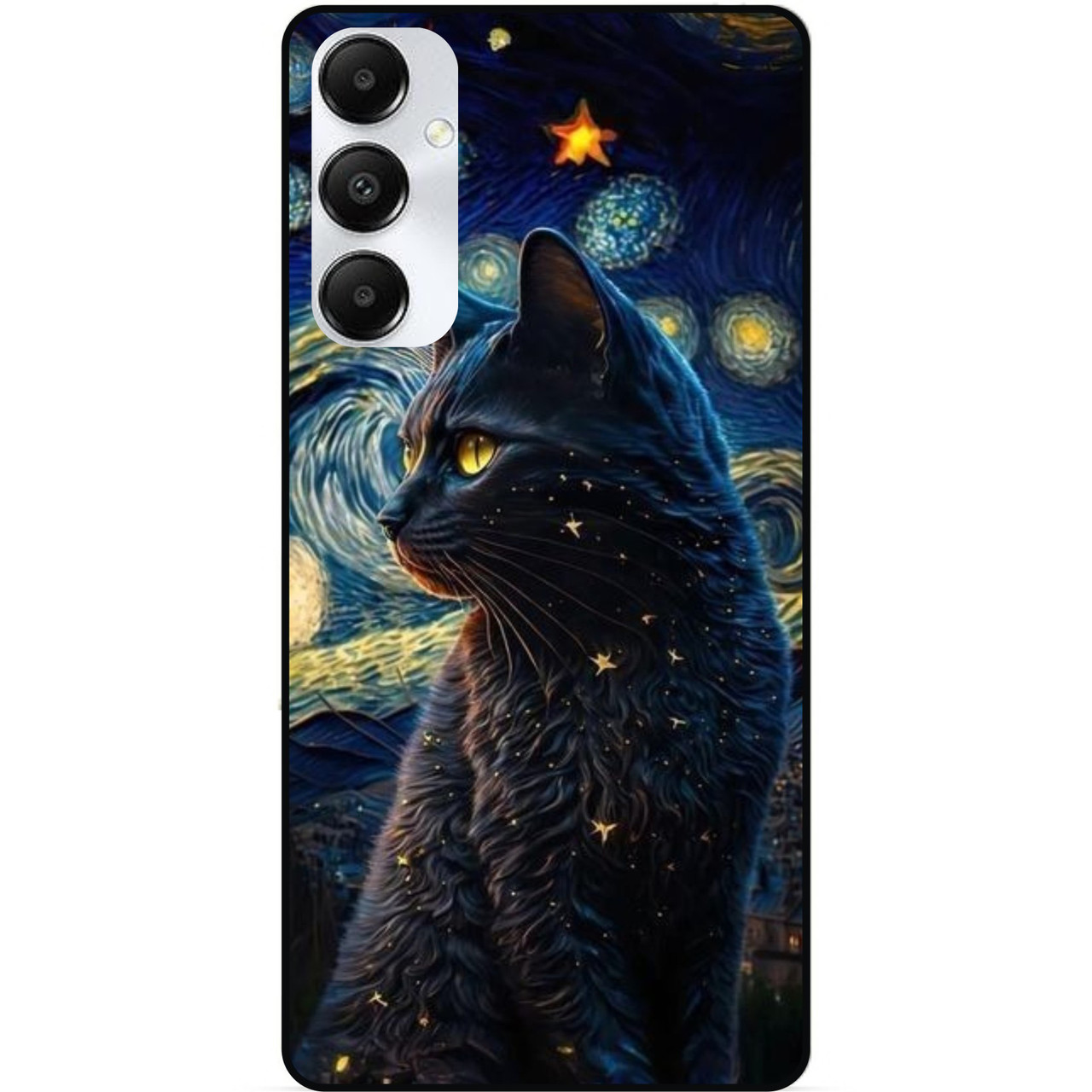 Силіконовий бампер чохол для Samsung A16 5G з малюнком Кішка Ван Гог Зіркова ніч