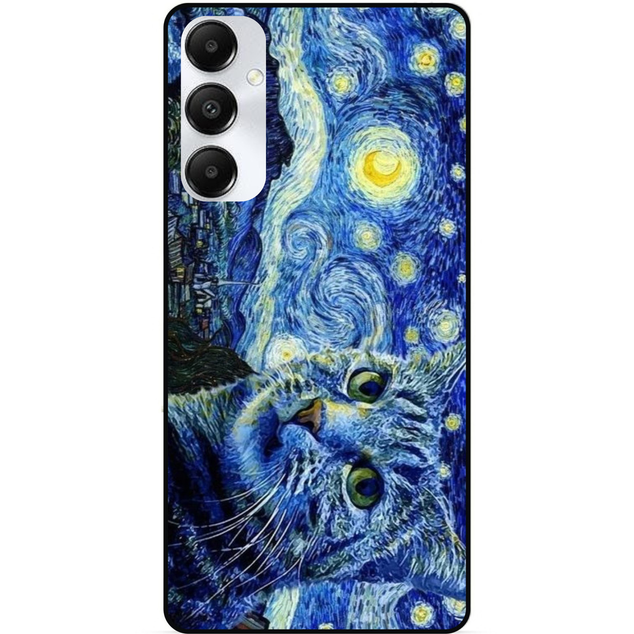 Силіконовий бампер чохол для Samsung A16 5G з малюнком Кішка Зіркова ніч Ван Гог