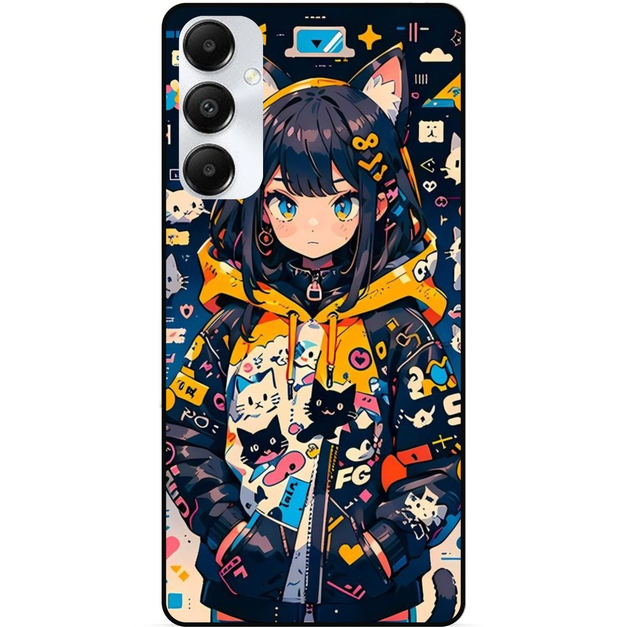 Силіконовий бампер чохол для Samsung A16 5G з малюнком Котики Аніме