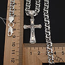 Комплект! Чоловіча масивна срібна цепочка і хрестик з золотом. Ланцюжок бісмарк і хрестик з золотою накладкою. 60 см, фото 5