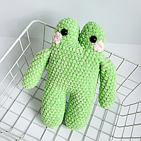 Іграшка ручної роботи з плюшевої пряжі жабка 20 см