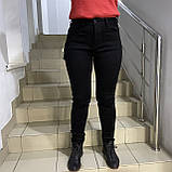 Джинси Vanver жіночі на флісі завужені теплі на зиму висока посадка 33 чорні, фото 6