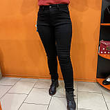 Джинси Vanver жіночі на флісі завужені теплі на зиму висока посадка 33 чорні, фото 4