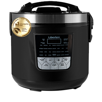 Мультиварка LIBERTON LMC-3107, 900 Вт, 33 програми, LED дисплей, тефлонова чаша 5л, таймер, чорний+нержавіюча сталь